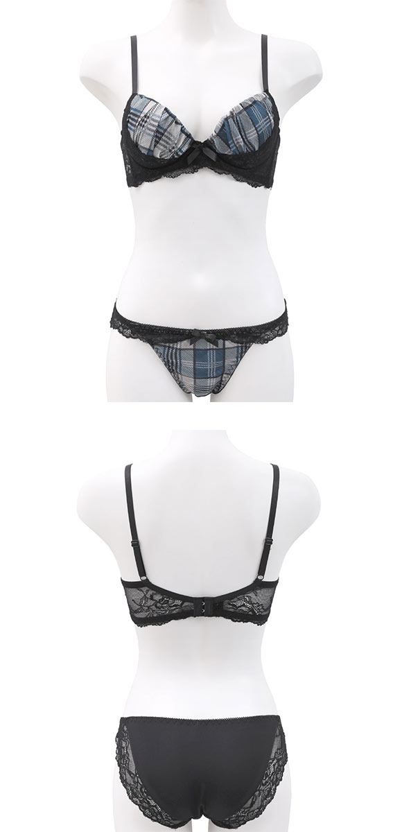 サンエイ 脇高 グロッシーチェック ブラセット ABCD 脇肉 はみ肉すっきり 脇寄せ 着やせ ブラジャー ショーツ セット SANEI