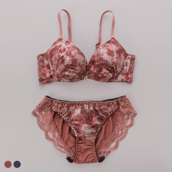 サンエイ 脇高 フォギーマーブルフラワー ブラセット EF 大きいサイズ グラマー 脇肉 谷間 盛り ブラジャー ショーツ セット 美胸