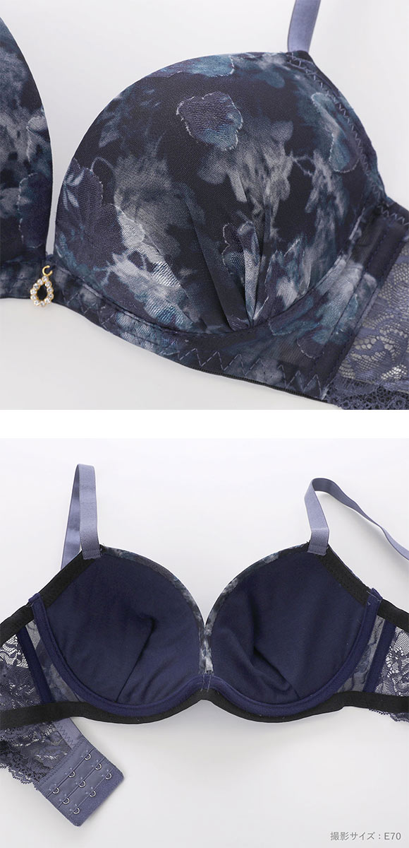 サンエイ 脇高 フォギーマーブルフラワー ブラセット EF 大きいサイズ グラマー 脇肉 谷間 盛り ブラジャー ショーツ セット 美胸
