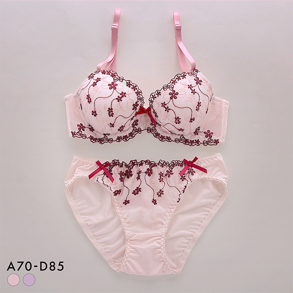 サンエイ フルールプティリボン ブラセット ABCD 脇肉 谷間 盛り はみ肉すっきり 脇寄せ ブラジャー ショーツ セット 美胸 SANEI