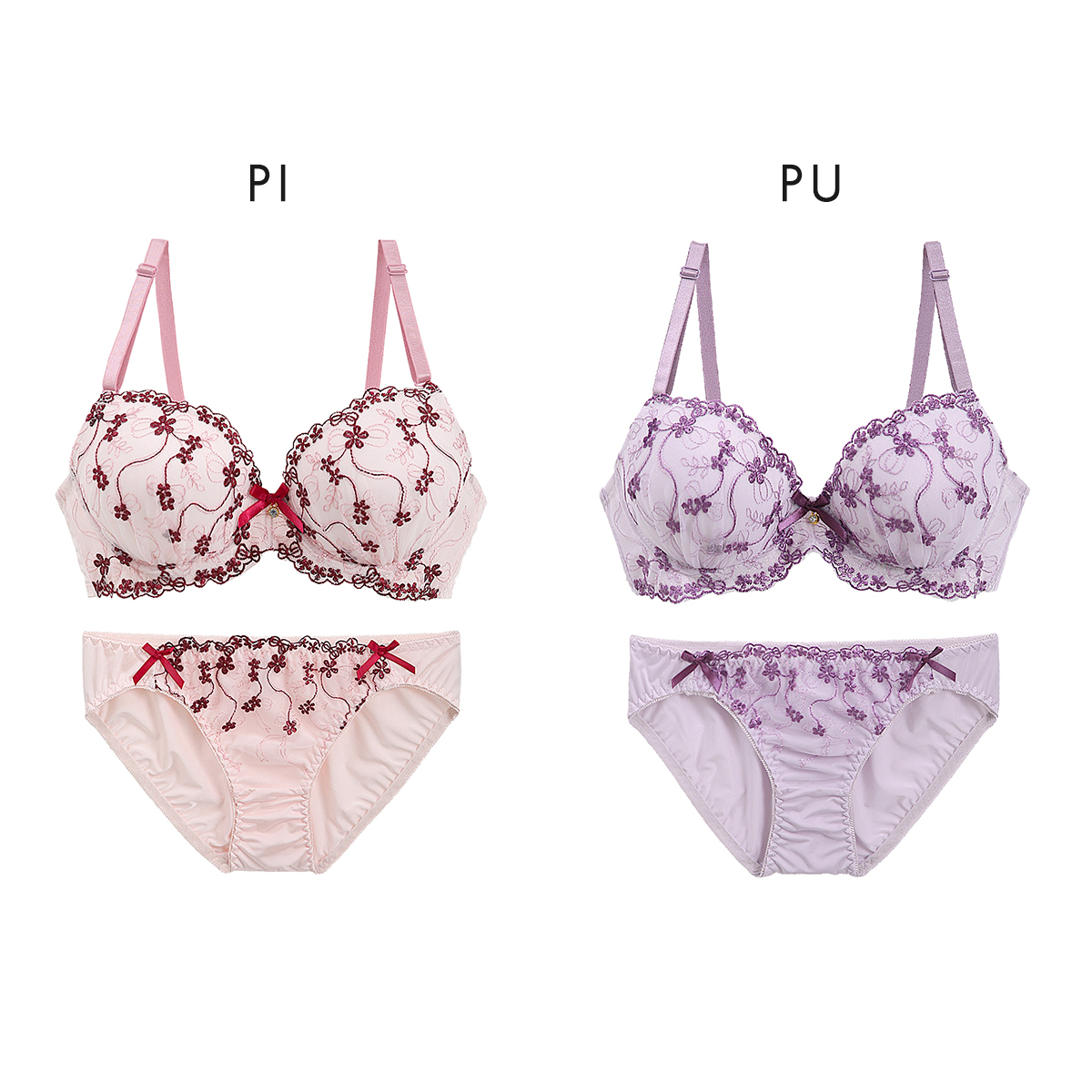 サンエイ フルールプティリボン ブラセット ABCD 脇肉 谷間 盛り はみ肉すっきり 脇寄せ ブラジャー ショーツ セット 美胸 SANEI