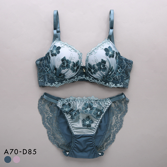 サンエイ 脇高 ミスティックフラワー ブラセット ABCD 脇肉 谷間 盛り はみ肉すっきり 脇寄せ ブラジャー ショーツ セット 美胸 SANEI