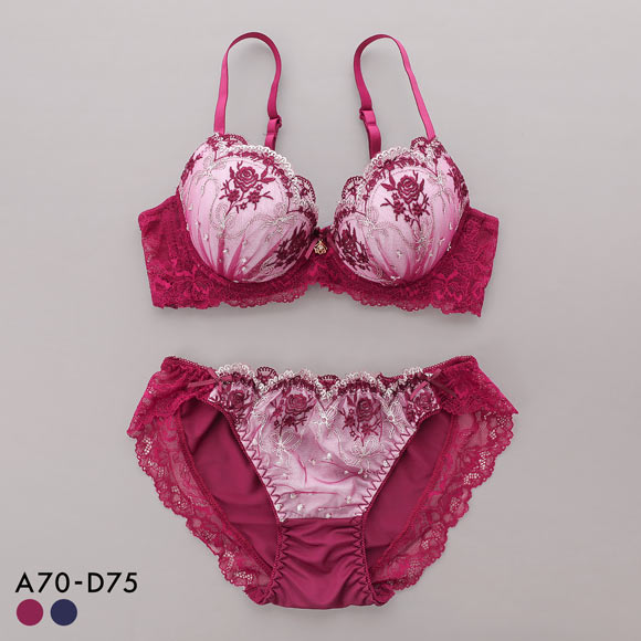 サンエイ 脇高 ロココ調ローズリボン ブラセット ABCD 脇肉 はみ肉すっきり 脇寄せ 着やせ ブラジャー ショーツ セット SANEI