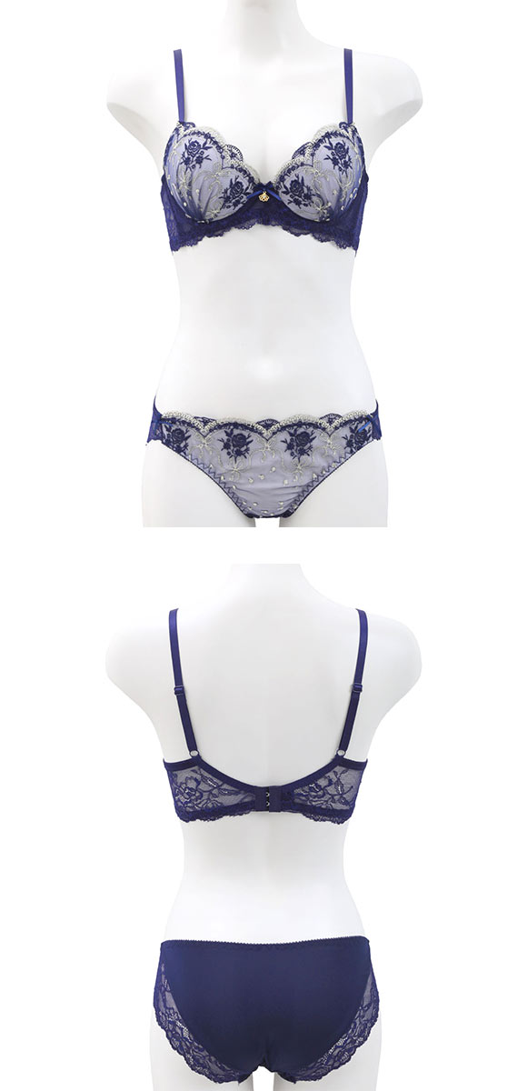 サンエイ 脇高 ロココ調ローズリボン ブラセット ABCD 脇肉 はみ肉すっきり 脇寄せ 着やせ ブラジャー ショーツ セット SANEI