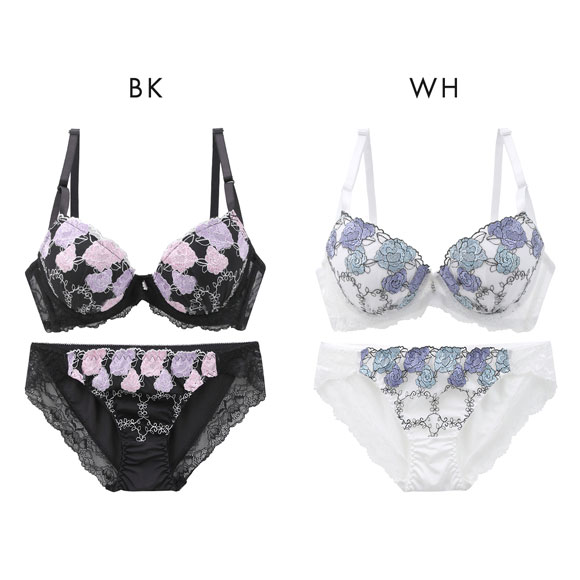 サンエイ 脇高 ゴージャスローズ ブラセット ABCD 脇肉 谷間 盛り はみ肉すっきり 脇寄せ ブラジャー ショーツ セット 美胸 SANEI