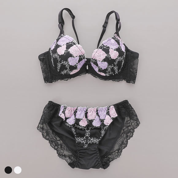 サンエイ 脇高 ゴージャスローズ ブラセット EF 大きいサイズ グラマー 脇肉 谷間 盛り ブラジャー ショーツ セット 美胸 SANEI