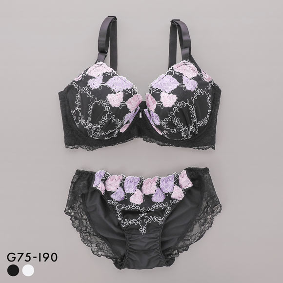 サンエイ 脇高 ゴージャスローズ ブラセット GHI 大きいサイズ グラマー 脇肉 はみ肉すっきり ブラジャー ショーツ 美胸 SANEI