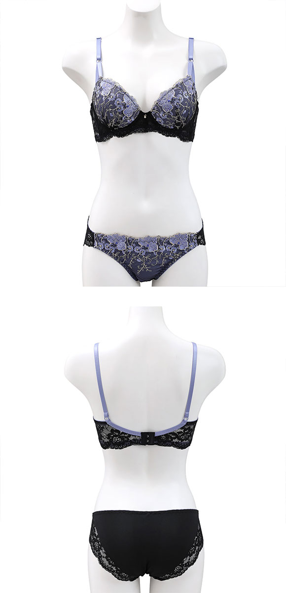 サンエイ 脇高 ゴージャスフラワー刺繍 ブラセット ABCD サイドリボンショーツ ブラジャー ショーツ セット 脇肉 はみ肉すっきり 脇寄せ 美胸 丸胸 SANEI