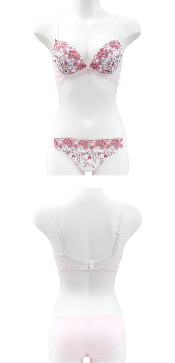 サンエイ 脇高 フラワーガーデン ブラセット ABCD サイドリボンショーツ 横紐 脇肉 はみ肉すっきり 脇寄せ 美胸 育乳 丸胸 SANEI