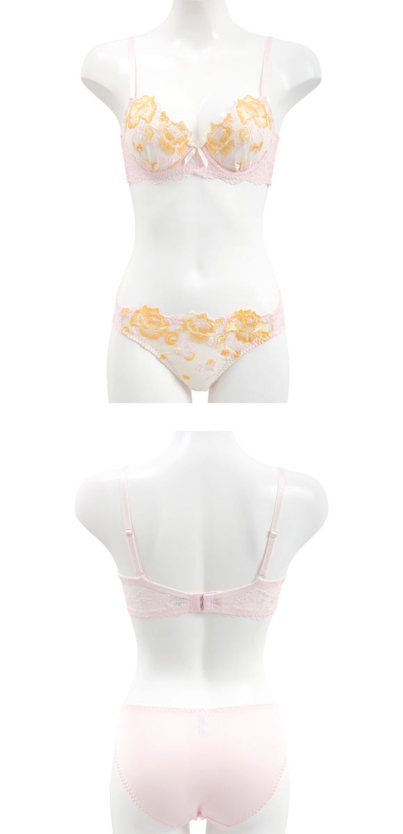 サンエイ 脇高 ビビットフラワー ブラセット ABCD 脇肉 谷間 盛り はみ肉すっきり 脇寄せ ブラジャー ショーツ セット 美胸 SANEI