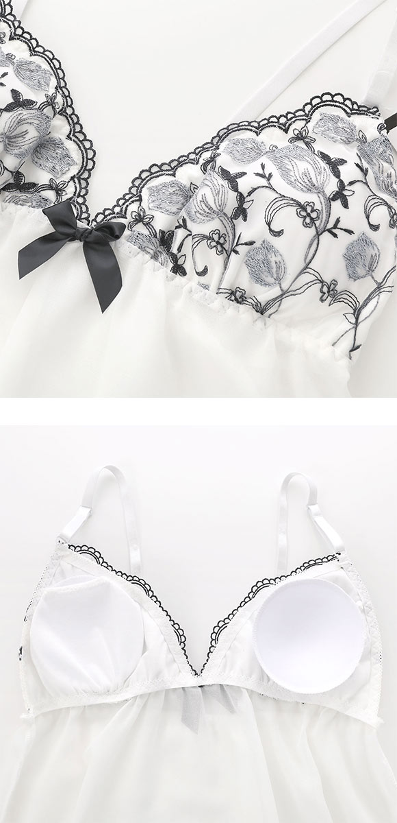 サンエイ グロッシーチューリップ  カップ付き スリップ＆ショーツ ランジェリー ベビードール キャミ 上下セット SANEI