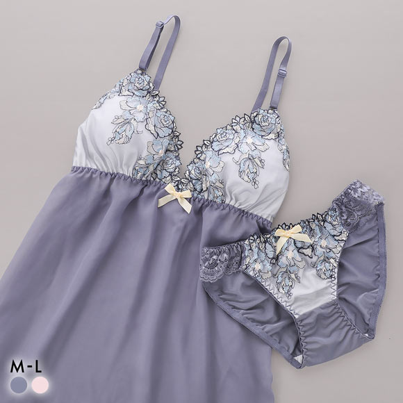 サンエイ シャイニーローズ カップ付き スリップ＆ショーツ ランジェリー ベビードール キャミ 上下セット SANEI