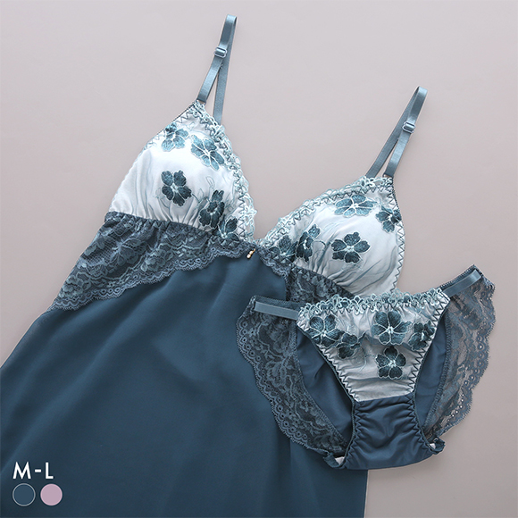 サンエイ ミスティックフラワー カップ付き スリップ＆ショーツ ランジェリー ベビードール キャミ 上下セット SANEI