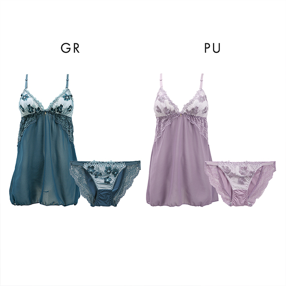 サンエイ ミスティックフラワー カップ付き スリップ＆ショーツ ランジェリー ベビードール キャミ 上下セット SANEI