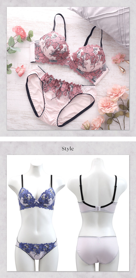 サンエイ ホットブロッサム ノンワイヤー ブラセット M L LL 脇肉 谷間 盛り ブラジャー ショーツ セット SANEI