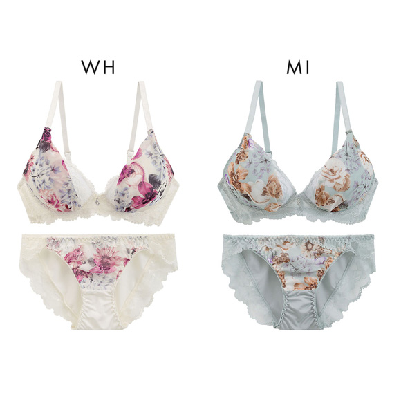 サンエイ 脇高 シフォンサイドアップ ノンワイヤー ブラセット M L LL ブラジャー ショーツ セット SANEI
