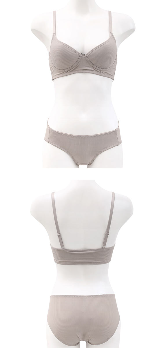 サンエイ リラックス＆ナチュラル シンプルリブ ノンワイヤー ブラセット M L LL ブラレット ワイヤレス ナイトブラ SANEI