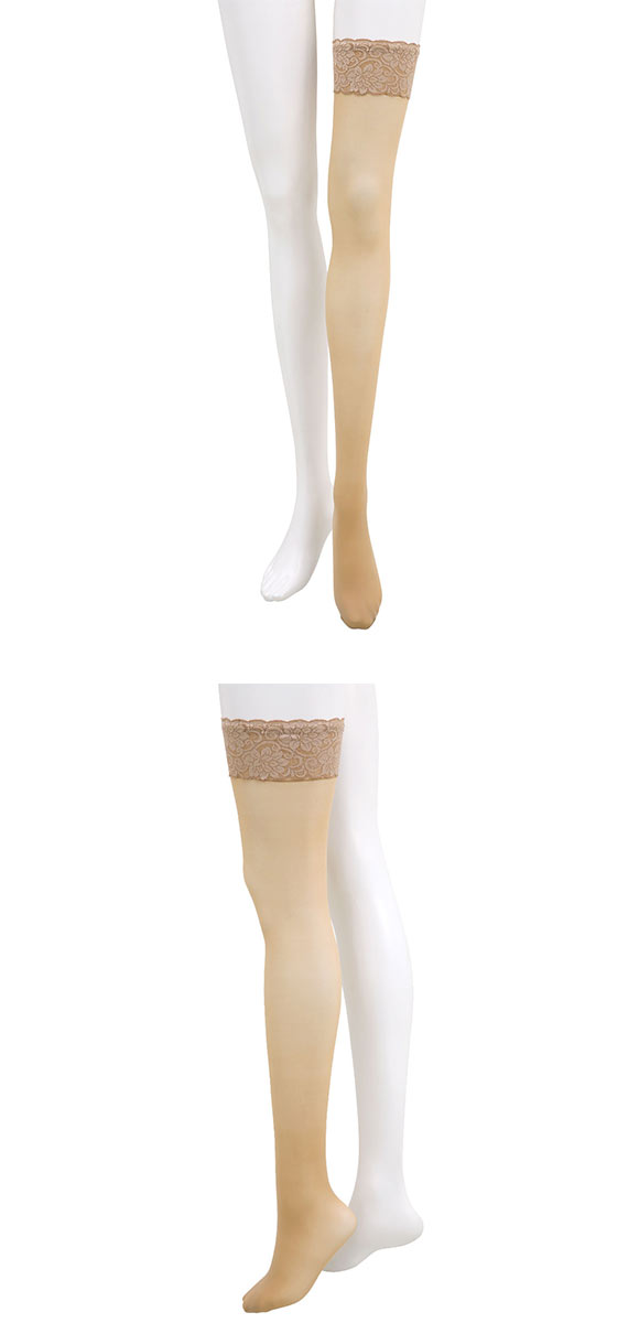 モア MORE レース付き 30デニール ガーターストッキング ニーソックス ニーソ