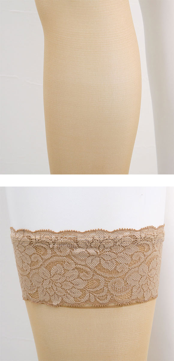 モア MORE レース付き 30デニール ガーターストッキング ニーソックス ニーソ