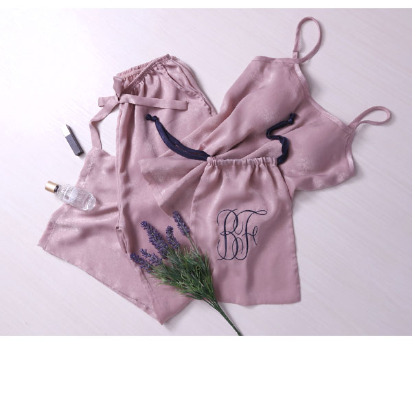 ブルーミングフローラ 艶光沢×艶とろみ ロイヤルサテン ルームウェア パジャマ 上下セット キャミソール カップ付き bloomingFLORA