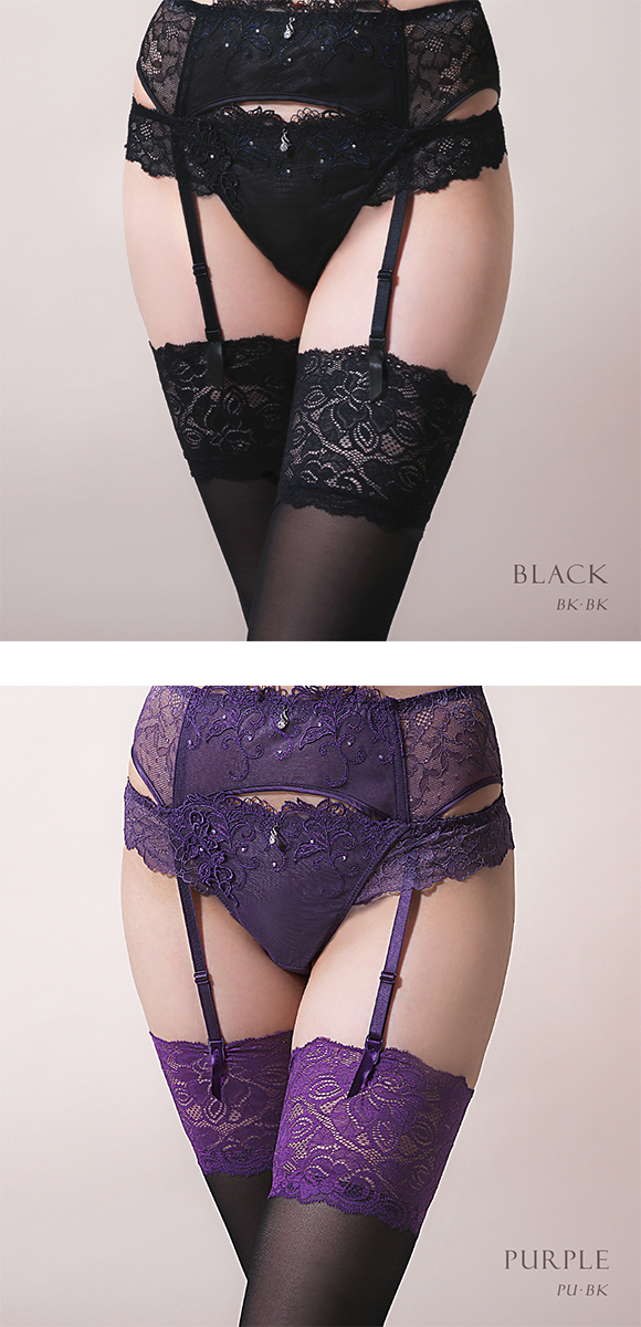 HIMICO ヒミコ ガーターストッキング レース付き 日本製 つま先切り替えなし ヌードトゥ 無地 単品