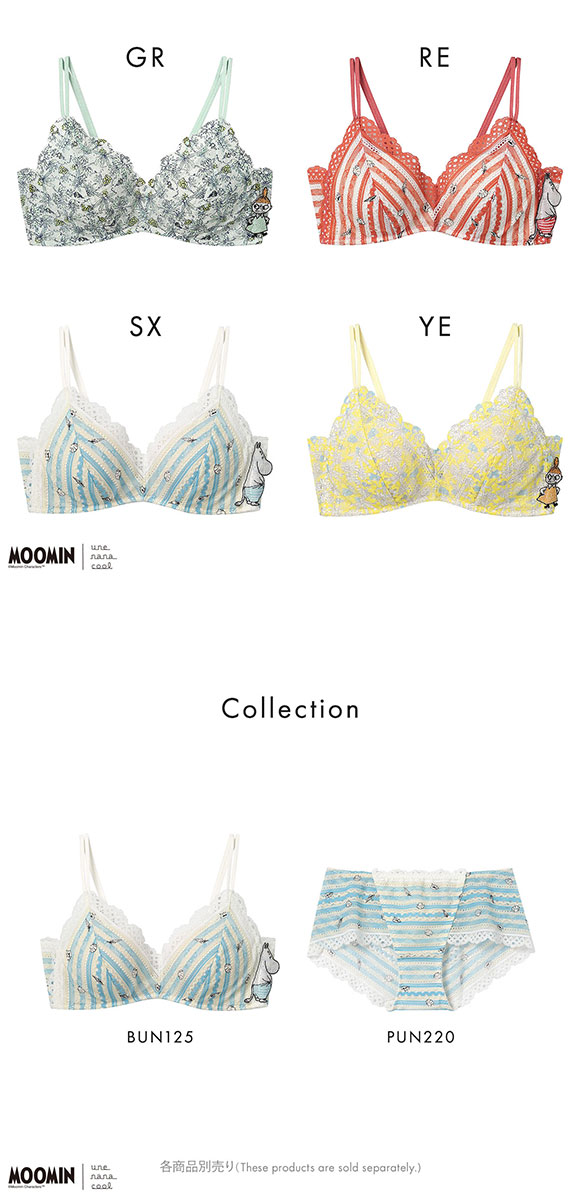 ウンナナクール 特別な日以外の364日つけたくなるブラ MOOMIN × une nana cool 364 レース ノンワイヤーブラ 364ブラ ムーミン une nana cool