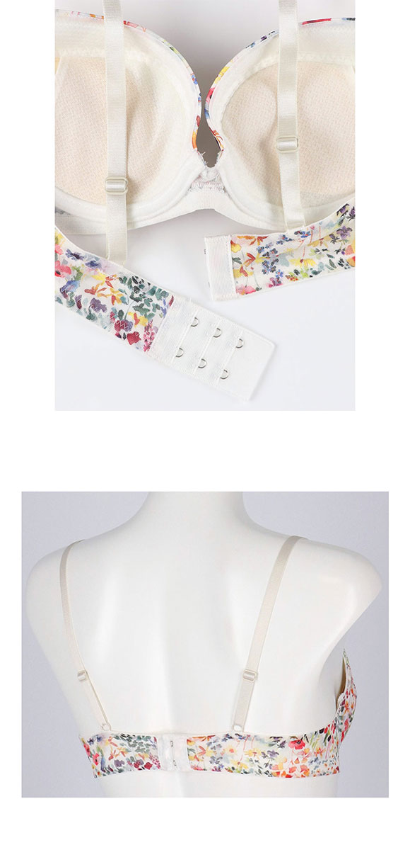 ウンナナクール MADE WITH LIBERTY FABRIC リボンブラ レース 胸もとフィットながもち 動いても、キレイはつづく 3/4カップブラジャー une nana cool