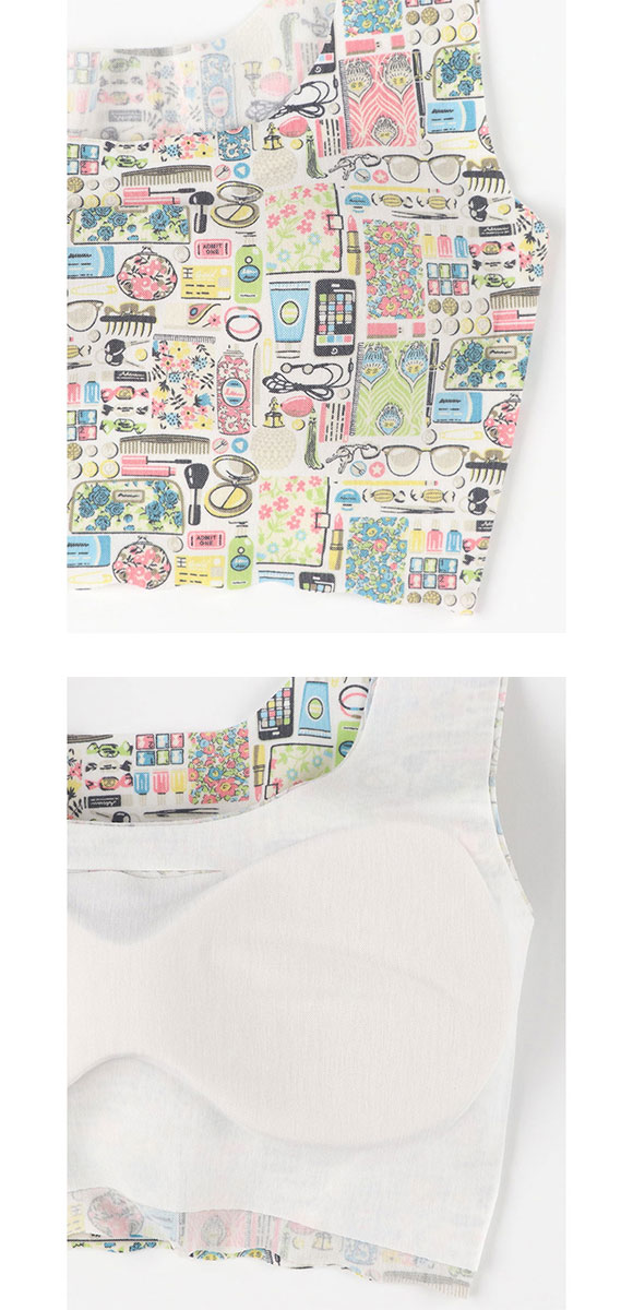 ウンナナクール MADE WITH LIBERTY FABRIC 綿混 フラット仕上げノンワイヤーブラジャー ブラジャー une nana cool