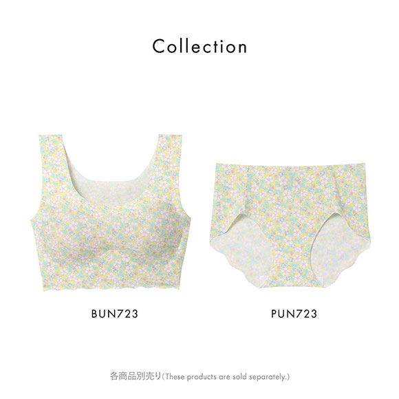 ウンナナクール MADE WITH LIBERTY FABRIC 綿混 フラット仕上げノンワイヤーブラジャー ブラジャー une nana cool