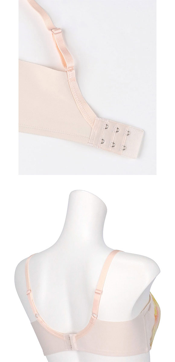 ウンナナクール une nana cool 脇高で背中スムージングブラジャー さあ、わたし レース MADE WITH LIBERTY FABRIC 3/4カップブラジャー 単品