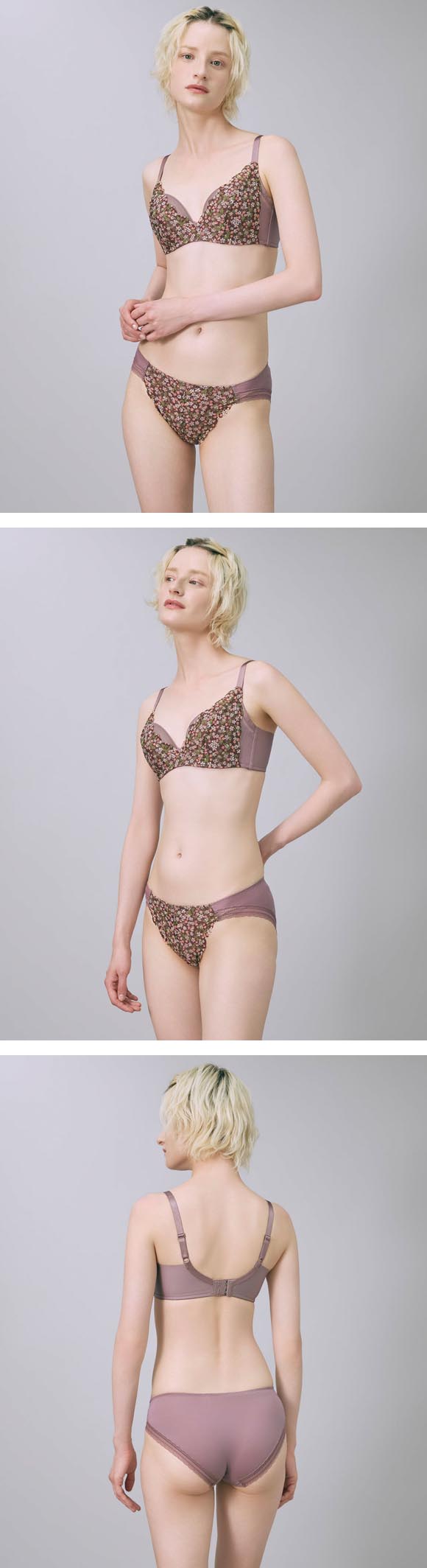 ウンナナクール 脇スッキリ さあ、わたし MADE WITH LIBERTY FABRIC レース 3/4カップブラジャー une nana cool 大きいサイズ