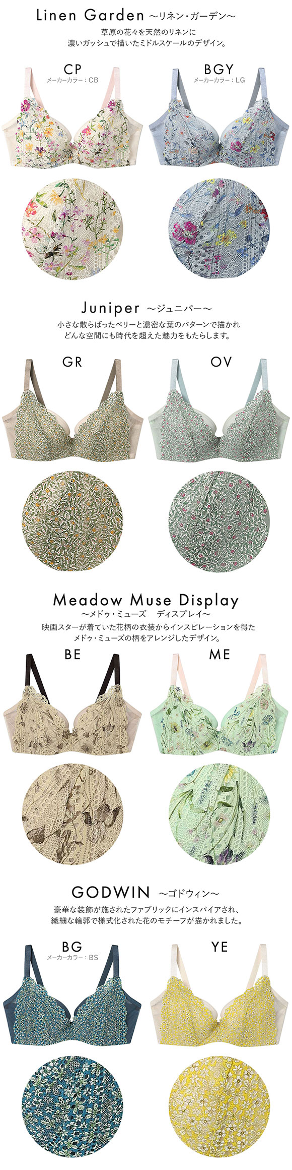 ウンナナクール 脇スッキリ さあ、わたし MADE WITH LIBERTY FABRIC レース 3/4カップブラジャー une nana cool 大きいサイズ