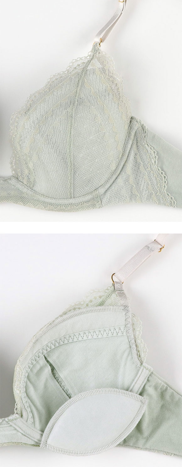 ウンナナクール ビタードットコットン 3/4カップブラジャー 綿混 前中心が痛くなりにくい 全サイズ同一価格 une nana cool