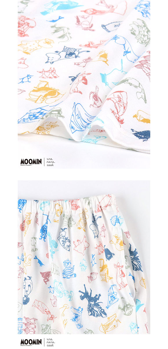 ウンナナクール MOOMIN × une nana cool 綿100％ 開襟パジャマ ルームウェア パジャマ 上下セット 長袖 レディース
