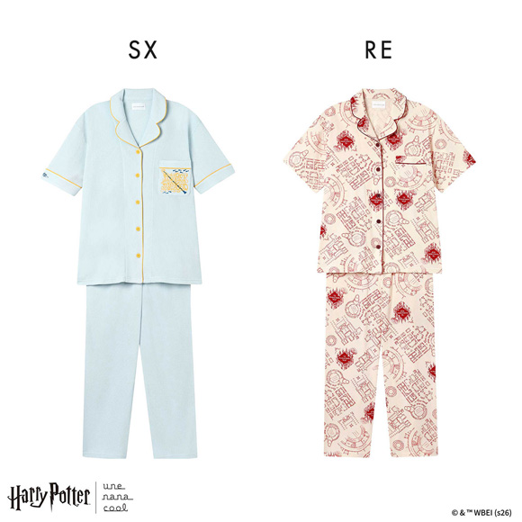 ハリー・ポッター × ウンナナクール Harry Potter 綿100％ 半袖開襟パジャマ ルームウェア 上下セット une nana cool パジャマ