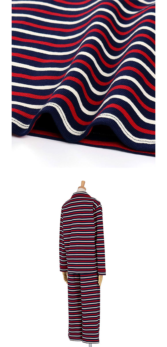 ウンナナクール 綿100 トリコロールパジャマ ルームウェア 上下セット 長袖 une nana cool
