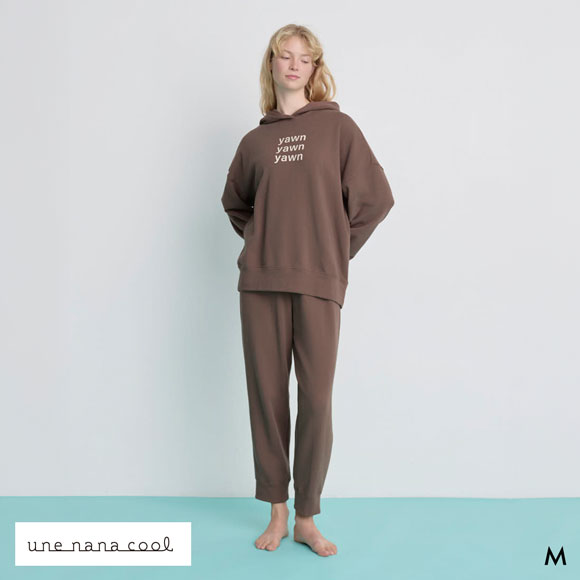 ウンナナクール 綿混 あくびのお嬢さんの裏毛フーディー ルームウェア パジャマ 上下セット レディース une nana cool