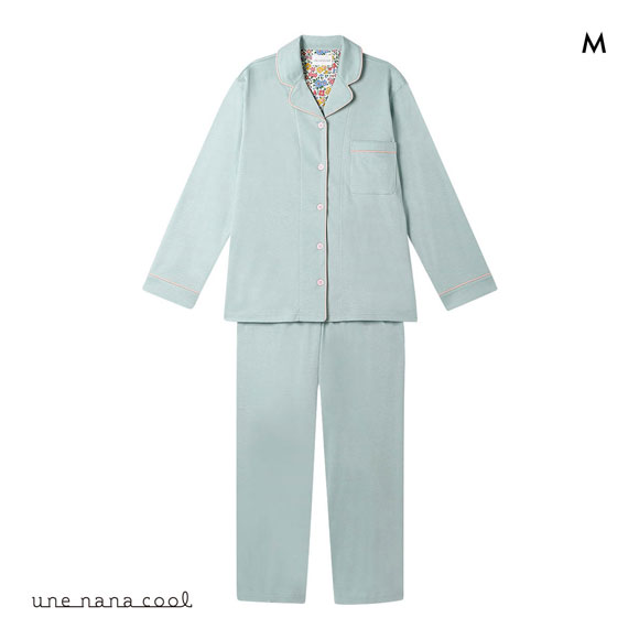 ウンナナクール 綿100％ シルケットスムースパジャマ MADE WITH LIBERTY FABRIC ルームウェア パジャマ 上下セット 長袖 une nana cool