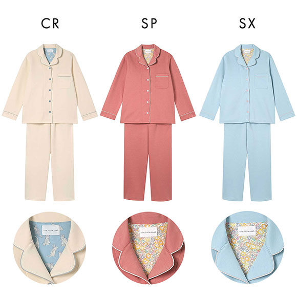 ウンナナクール 綿混 ハイゲージダブルエアー 長袖開襟パジャマ MADE WITH LIBERTY FABRIC ルームウェア パジャマ 上下セット une nana cool