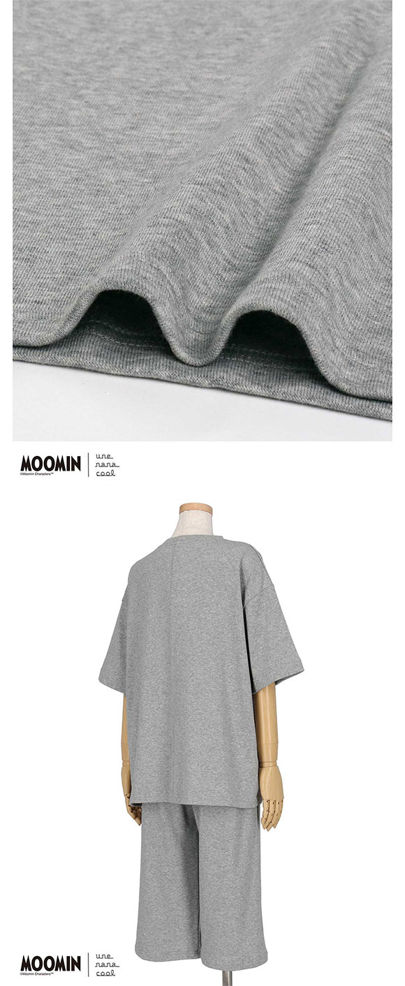 ウンナナクール MOOMIN × une nana cool 綿100％ やわらかガーゼ裏毛半袖パジャマ ルームウェア パジャマ 上下セット 半袖 レディース