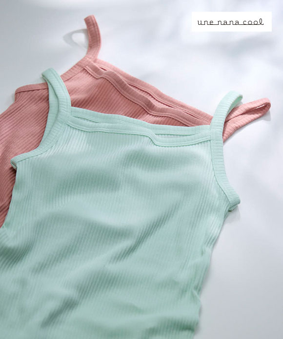 ウンナナクール une nana cool 綿100％生地使用 リブ編みコットン キャミソール インナー