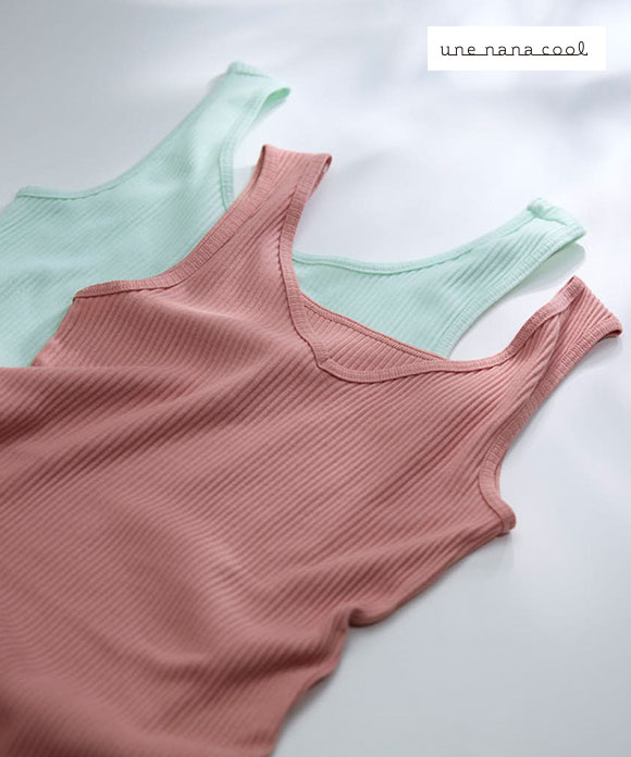ウンナナクール une nana cool 綿100％生地使用 リブ編みコットン タンクトップ インナー