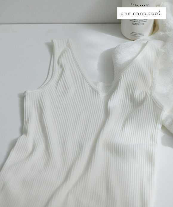 ウンナナクール une nana cool 綿100％生地使用 リブ編みコットン タンクトップ インナー