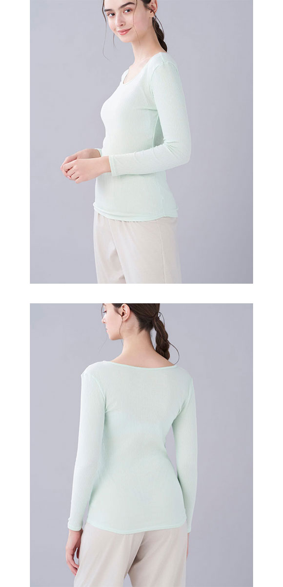 ウンナナクール une nana cool 綿100％生地使用 リブ編みコットン 長袖 トップス インナー