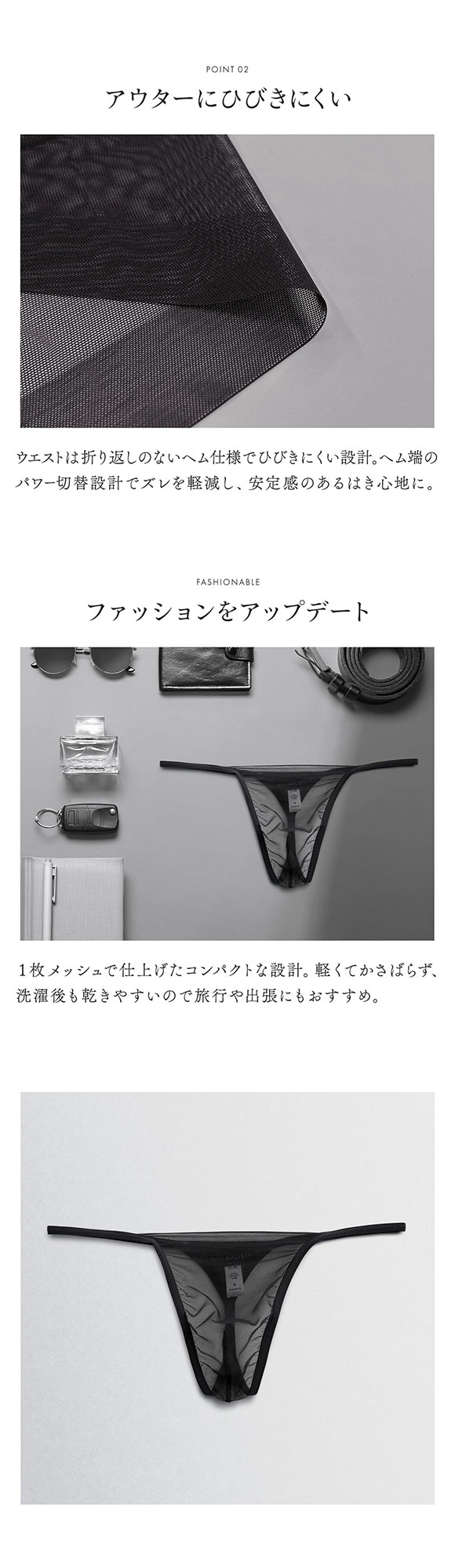 MINIMALISTA HOMME ムレないTバック パンツ ビキニ メンズ M L LL 涼しい 超極薄 メッシュ ミニマリスタ オム フロリナヴォーテ