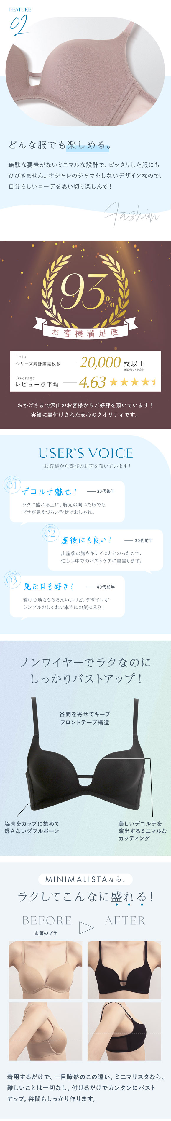 ブラジャー ノンワイヤー 脇高 メッシュ 涼しい 夏 MINIMALISTA 超極薄 B C D E F 単品 ミニマリスタ