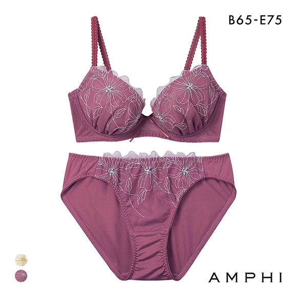 アンフィ ブラ＆ショーツセット まる胸メイク 谷間 大花 ABCDE ブラジャー ショーツ セット 大きいサイズ AMPHI BCC231