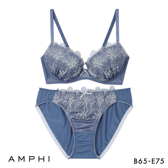 アンフィ ブラ＆ショーツセット ABCDE まる胸メイク 谷間 花柄刺繍 ブラジャー ショーツ セット 大きいサイズ AMPHI BCC241