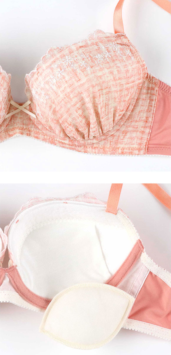 アンフィ ブラ＆ショーツセット まる胸メイク 刺繍 プリントレース ABCDE ブラジャー ショーツ セット 大きいサイズ AMPHI BCC244