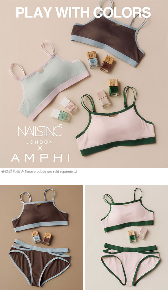 アンフィ NAILS INC×AMPHI バストを寄せて谷間をメイク ブラジャー BCDE バイカラー リブ L字ワイヤー モールドカップ BLH307 AMPHI